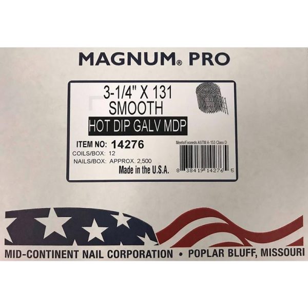 Magnum Pro 3-1/4 in. Angled Coil Hot-Dip Galvanized Nails 15 deg 2500 pk