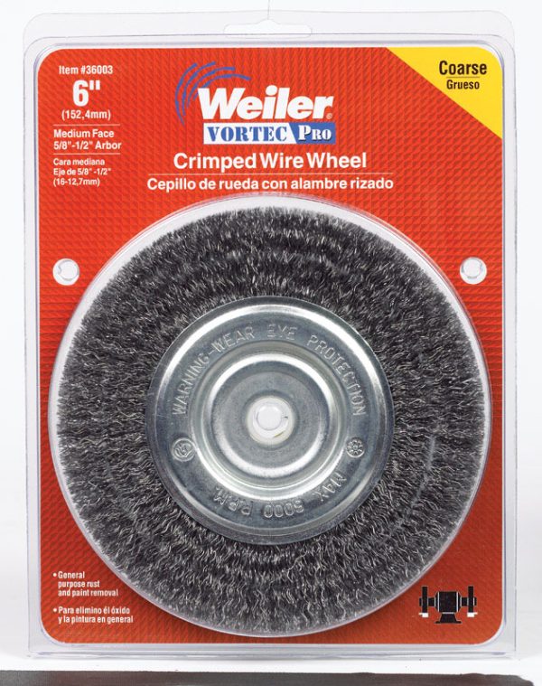 Weiler Vortec Pro 6 in. Crimped Wire Wheel Brush Carbon Steel 6000 rpm 1 pc