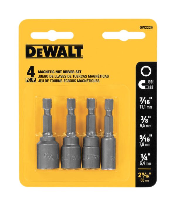 DeWalt 2-9/16 in. L S2 Steel Magnetic Nut Setter Set 4 pc