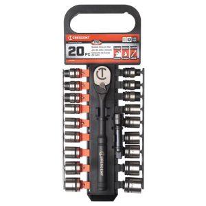 Crescent 10 Sizes X 3/8 in. drive Metric and SAE 6 Point Standard Mechanic's Tool Set 20 pc