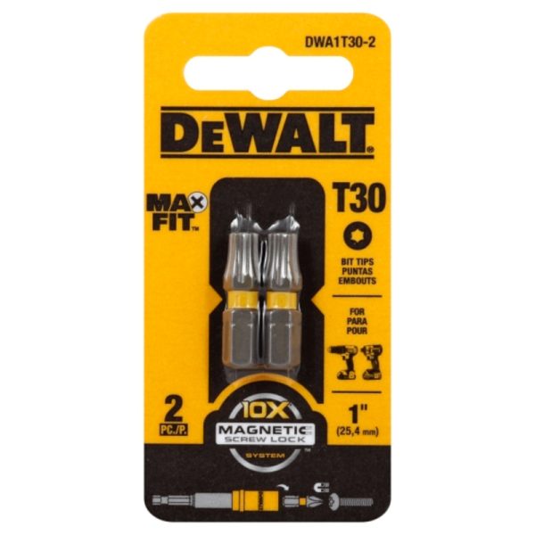 DeWalt Max Fit Torx T30 X 1 in. L Insert Bit S2 Tool Steel 2 pc