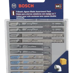 Bosch High Carbon Steel T-Shank Jig Saw Blade Set Assorted TPI 10 pk