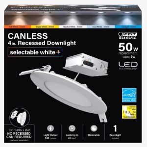 Feit Electric White 4 in. W LED Recessed Downlight 9 W