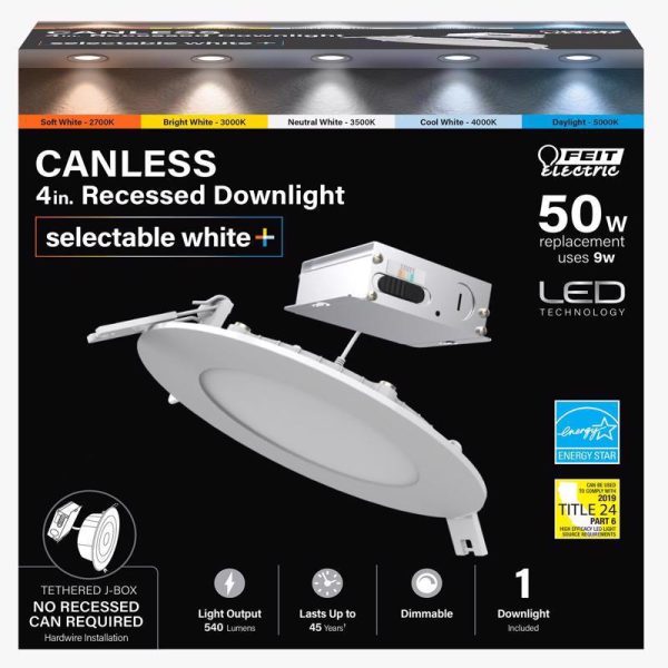 Feit Electric White 4 in. W LED Recessed Downlight 9 W