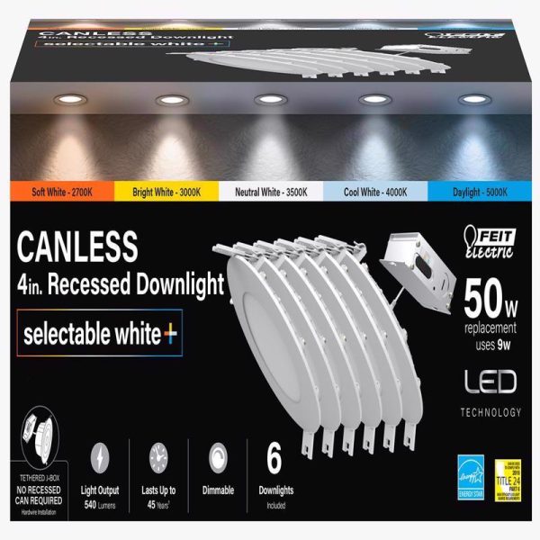 Feit Electric White 4 in. W LED Recessed Downlight 9 W