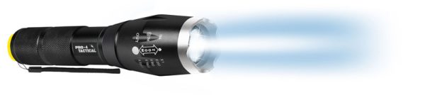 Pro-4 Tactical 300 lm Black LED Tactical Flashlight AAA Battery