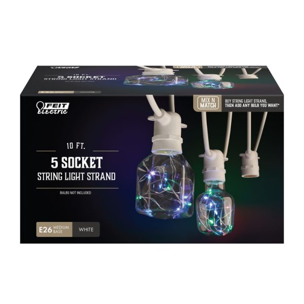 Feit Electric LED Mix N Match Socket String Light Strand Clear 10 ft. 5 lights