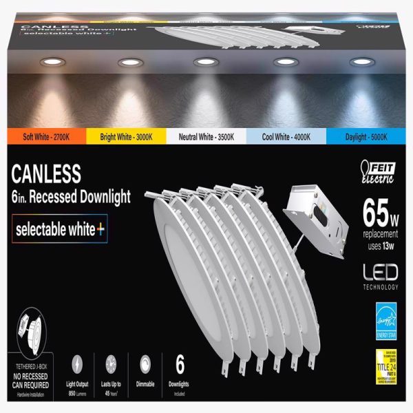 Feit Electric White 6 in. W LED Recessed Downlight 13 W
