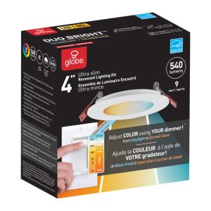 Globe Electric Ultra Slim Energy Star Frost White 4 in. W Metal LED Recessed Lighting Kit 9 W