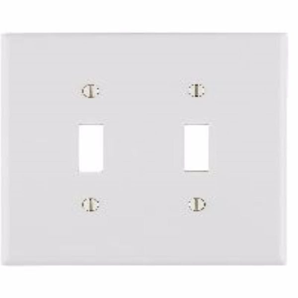 Leviton Antimicrobial Powder Coated White 2 gang Thermoset Plastic Toggle Wall Plate 1 pk