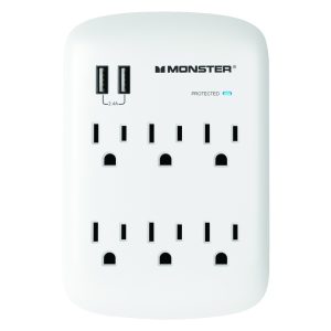 Monster Just Power It Up 0 ft. L 6 outlets Surge Protector White 1200 J