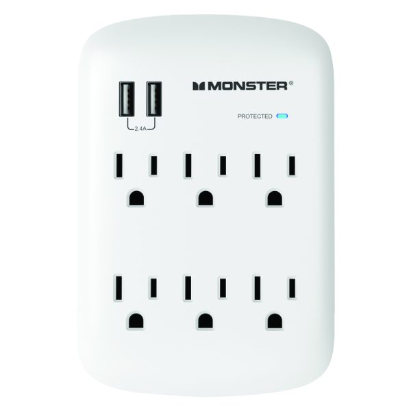 Monster Just Power It Up 0 ft. L 6 outlets Surge Protector White 1200 J