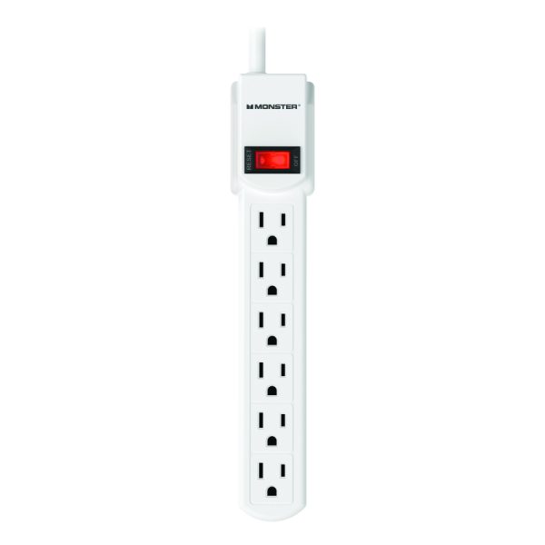 Monster Just Power It Up 3 ft. L 6 outlets Power Strip White