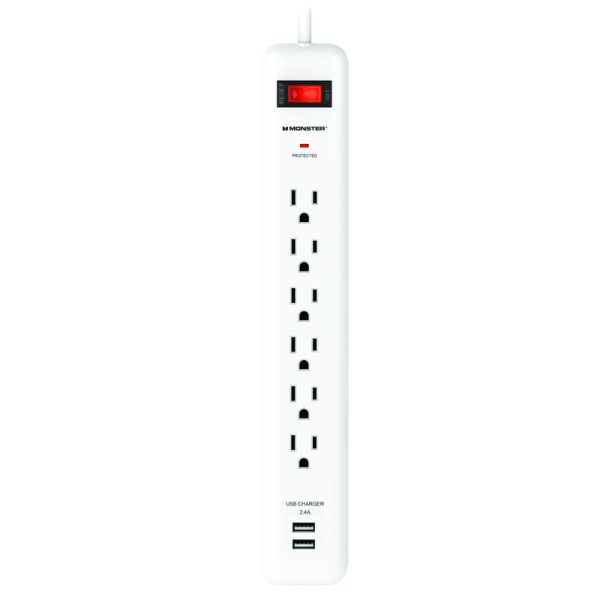 Monster Just Power It Up 3 ft. L 6 outlets Surge Protector White 1080 J