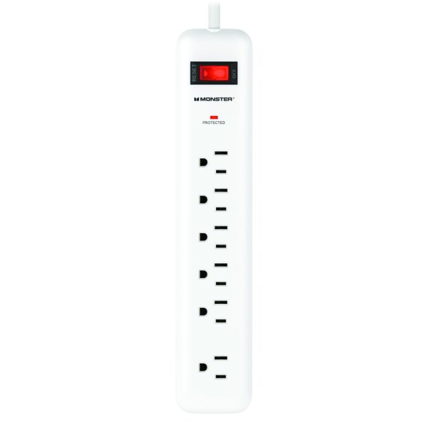 Monster Just Power It Up 8 ft. L 6 outlets Surge Protector White 1080 J