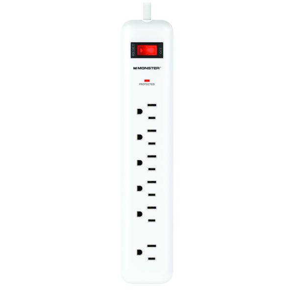 Monster Just Power It Up 15 ft. L 6 outlets Surge Protector White 1080 J