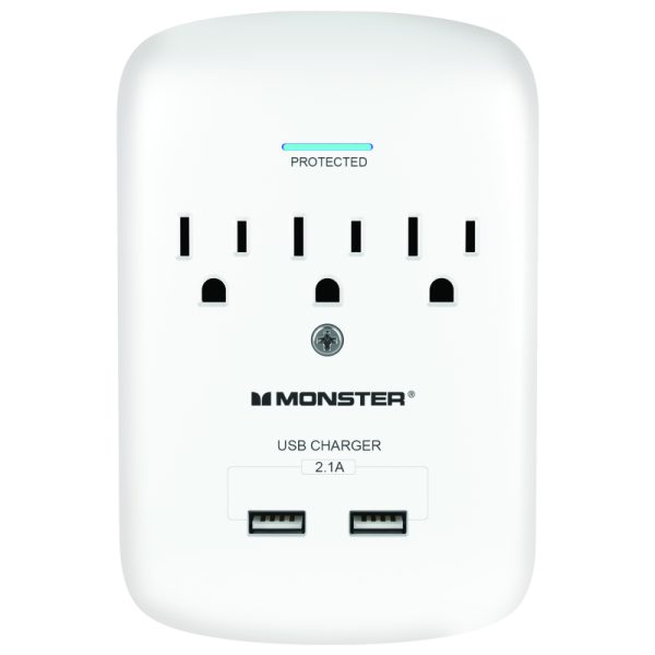 Monster Just Power It Up 0 ft. L 3 outlets Surge Protector White 1200 J