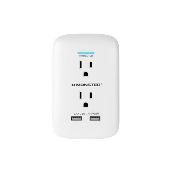 Monster Just Power It Up 0 ft. L 2 outlets Surge Protector White 1200 J