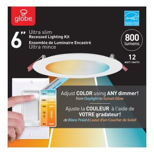 Globe Electric Ultra Slim Energy Star White 6 in. W Plastic LED Recessed Lighting Kit 12 W