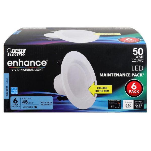Feit Electric Enhance Daylight 4 in. W LED Dimmable Recessed Downlight 7.2 W