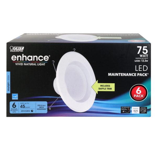 Feit Electric Enhance White 5-6 in. W LED Dimmable Recessed Downlight 12.3 W