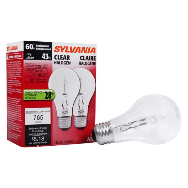 Sylvania 43 W A19 A-Line Halogen Bulb 765 lm Warm White 2 pk