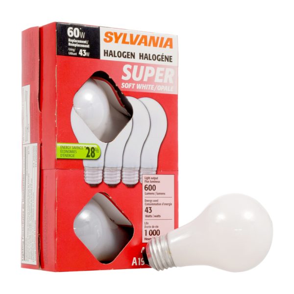 Sylvania 43 W A19 A-Line Halogen Bulb 600 lm Soft White 4 pk