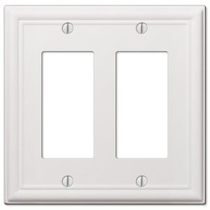 Amerelle Chelsea White 2 gang Stamped Steel Rocker Wall Plate 1 pk
