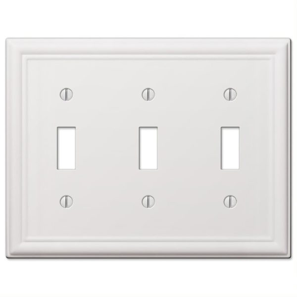 Amerelle Chelsea White 3 gang Stamped Steel Toggle Wall Plate 1 pk