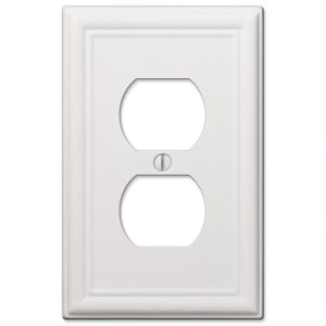Amerelle Chelsea White 2 gang Stamped Steel Duplex Outlet Wall Plate 1 pk
