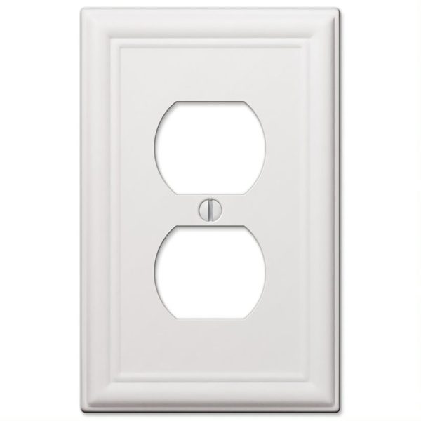 Amerelle Chelsea White 2 gang Stamped Steel Duplex Outlet Wall Plate 1 pk