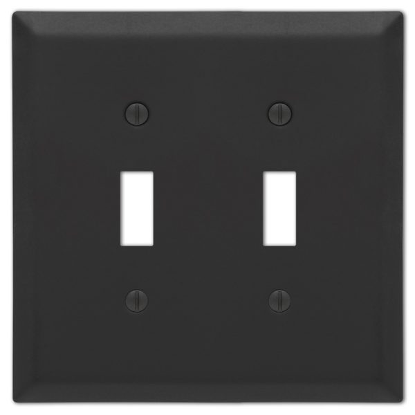Amerelle Century Matte Black 2 gang Stamped Steel Toggle Wall Plate 1 pk