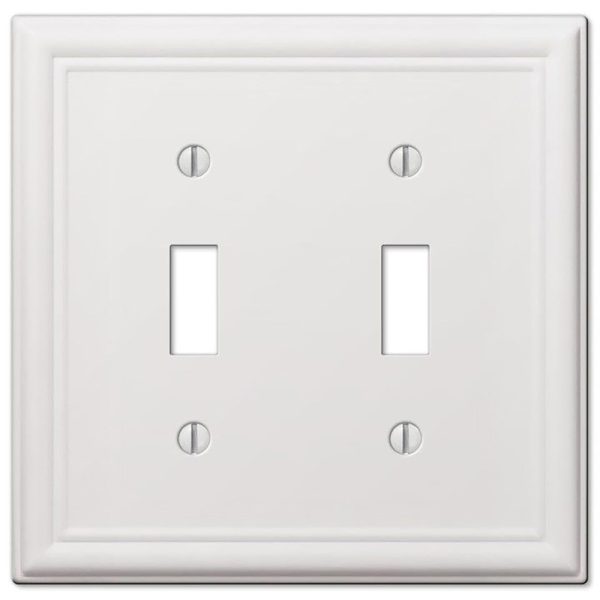 Amerelle Chelsea White 2 gang Stamped Steel Toggle Wall Plate 1 pk
