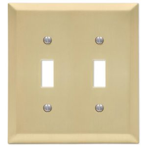 Amerelle Century Satin Brass Brass 2 gang Stamped Steel Toggle Wall Plate 1 pk
