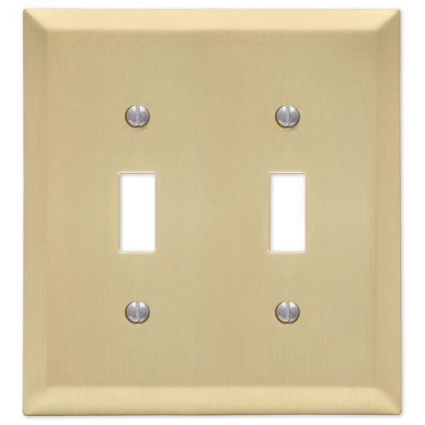 Amerelle Century Satin Brass Brass 2 gang Stamped Steel Toggle Wall Plate 1 pk