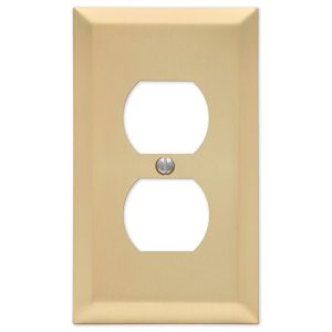 Amerelle Century Satin Brass Brass 2 gang Stamped Steel Duplex Outlet Wall Plate 1 pk