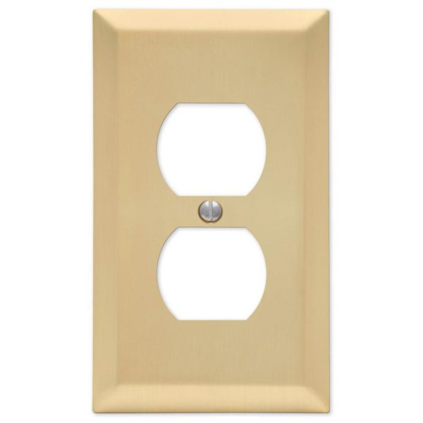 Amerelle Century Satin Brass Brass 2 gang Stamped Steel Duplex Outlet Wall Plate 1 pk