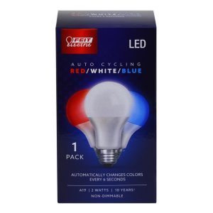 Feit Electric A19 E26 (Medium) Auto Cycling LED Bulb Blue/Red/White 1 pk