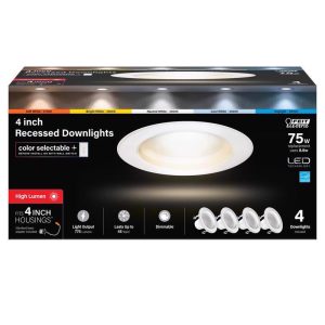 Feit Electric White 4 in. W Aluminum LED Dimmable Recessed Downlight 75 W