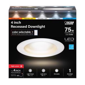 Feit Electric White 4 in. W Aluminum LED Dimmable Recessed Downlight 75 W