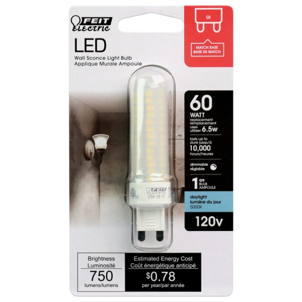 Feit Electric T4 G9 LED Bulb Daylight 60 Watt Equivalence 1 pk