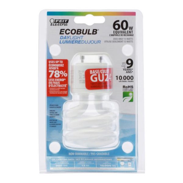 Feit Electric Mini Twist 13 W 2.09 in. D X 3.6 in. L CFL Bulb Daylight Spiral 6500 K 1 pk