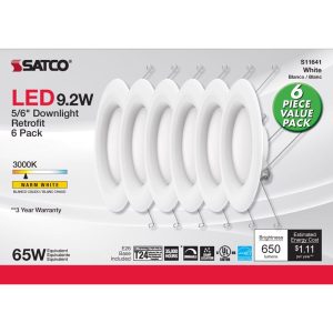 Satco Nuvo White 5-6 in. W Plastic LED Retrofit Downlight 9.2 W