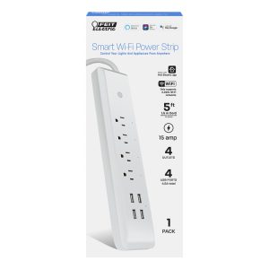 Feit Electric 5 ft. L 4 outlets Wi-Fi Power Strip with USB White 460 J