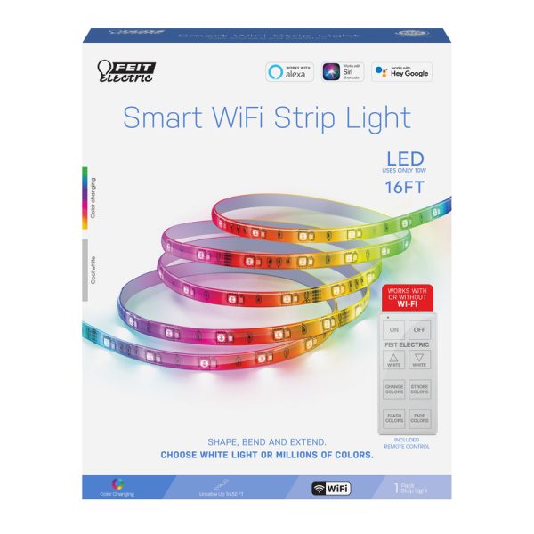 Feit Electric 16 ft. L Color Changing Plug-In LED Smart Light Strip 1 pk