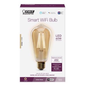 Feit Electric ST19 E26 (Medium) LED Smart Bulb Amber 60 Watt Equivalence 1 pk