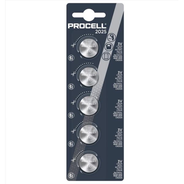 Procell Procell Lithium Coin Lithium Coin CR2025 3 V Primary Battery PC2025 5 pk