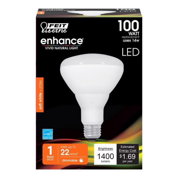 Feit Electric BR30 E26 (Medium) LED Bulb Soft White 100 Watt Equivalence 1 pk