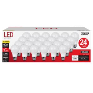 Feit Electric A19 E26 (Medium) LED Bulb Warm White 60 Watt Equivalence 24 pk
