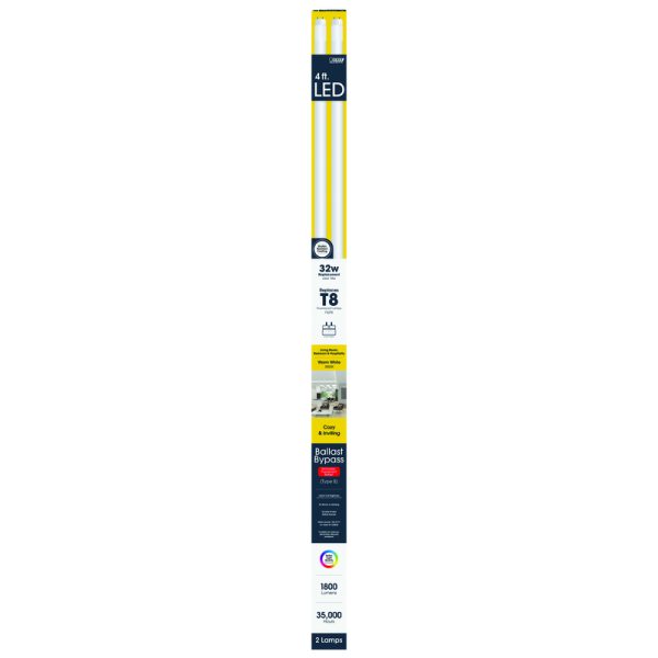 Feit Electric T8 Warm White 48 in. G13 Linear LED Bulb 32 Watt Equivalence 2 pk